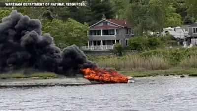 Boat goes up in flames in Wareham