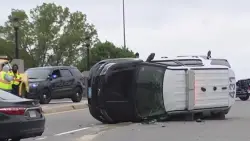 Officer, woman taken to hospital after cruiser crash in Waltham