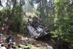 Bus skids off a cliff in Sri Lanka